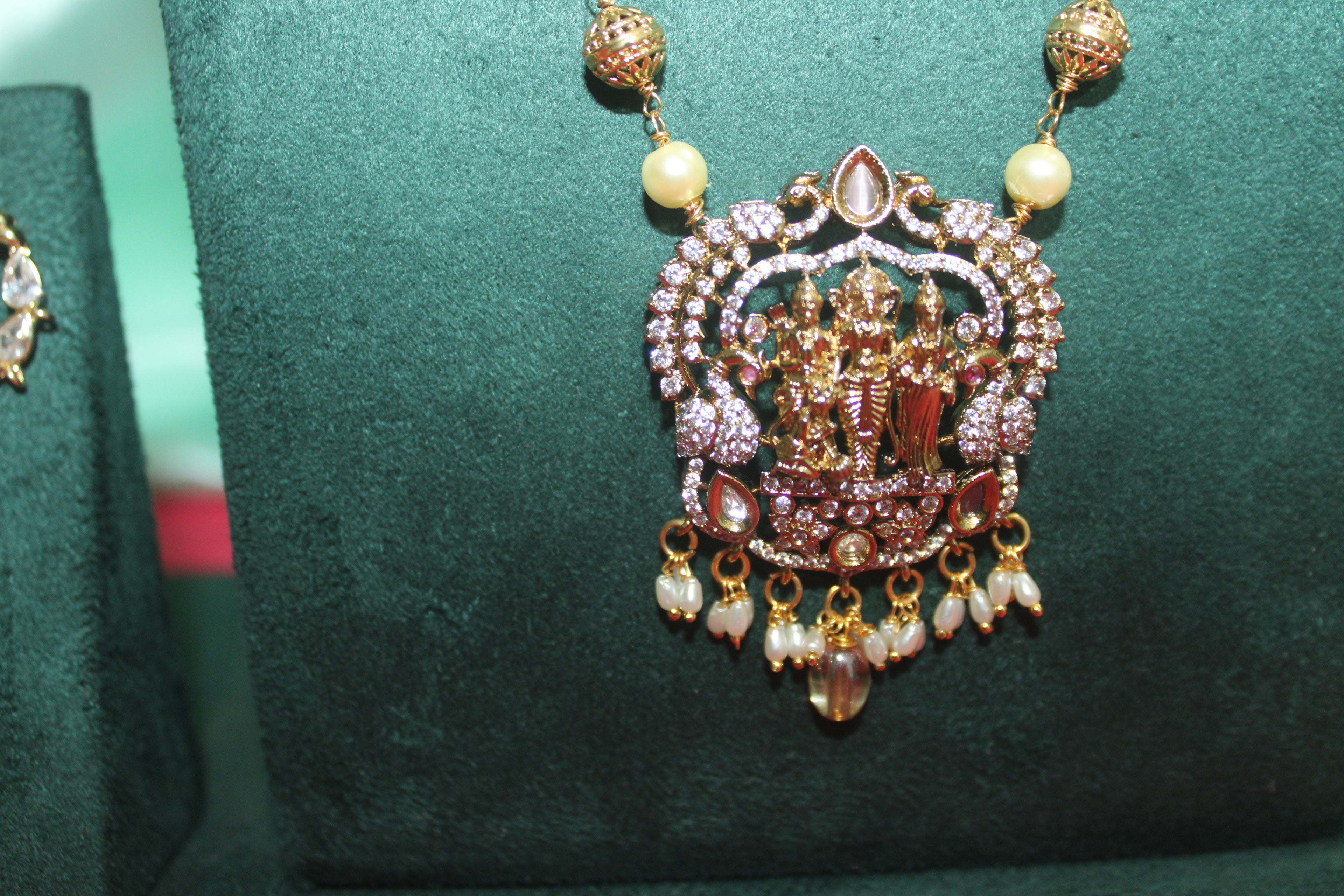 Ram parivar Kattu tega making with orginal pearls nakshi balls with earings