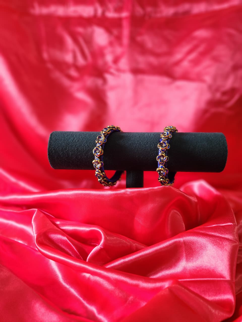 Thread Bangles with Dark Blue Beads