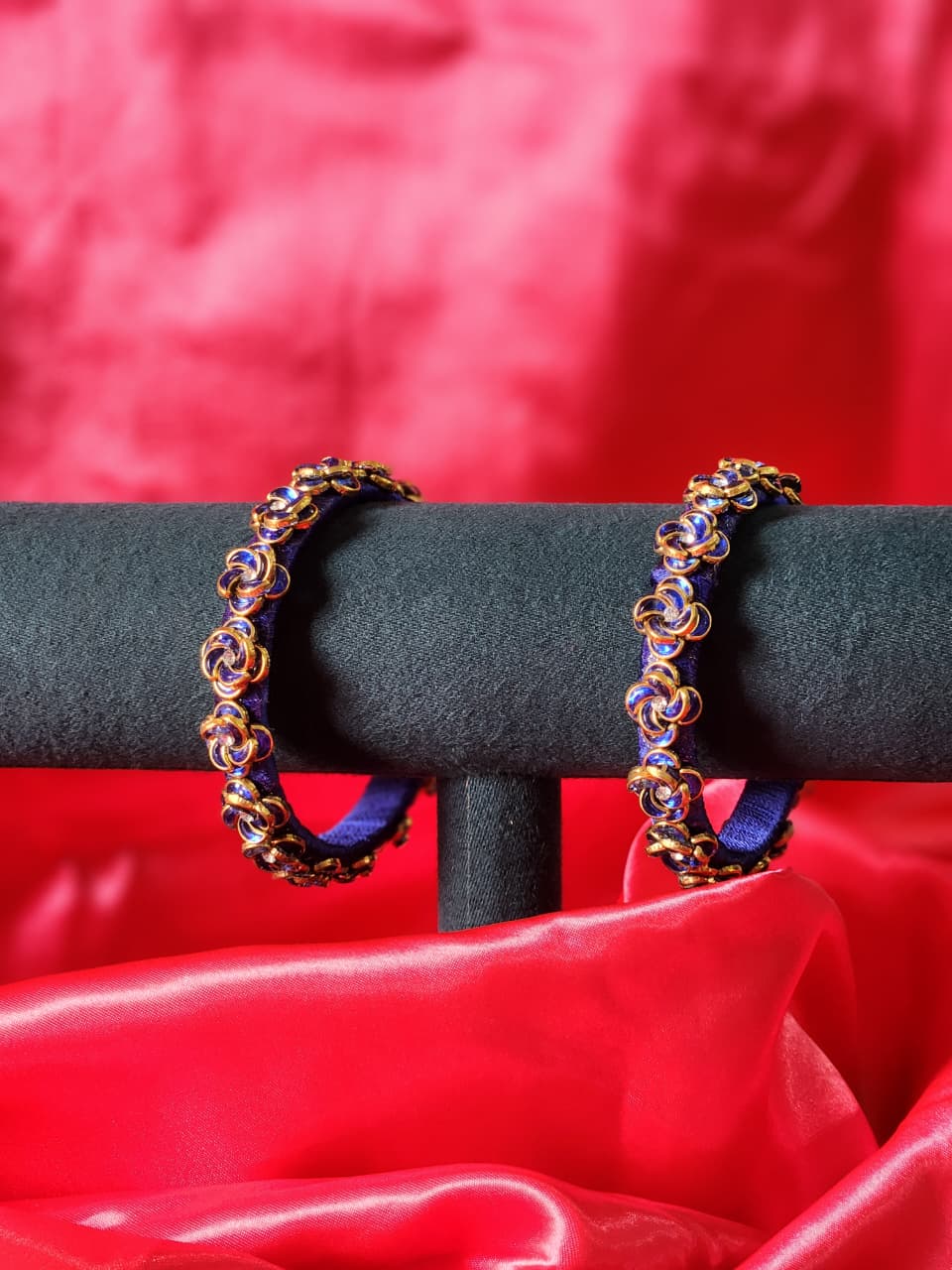 Thread Bangles with Dark Blue Beads