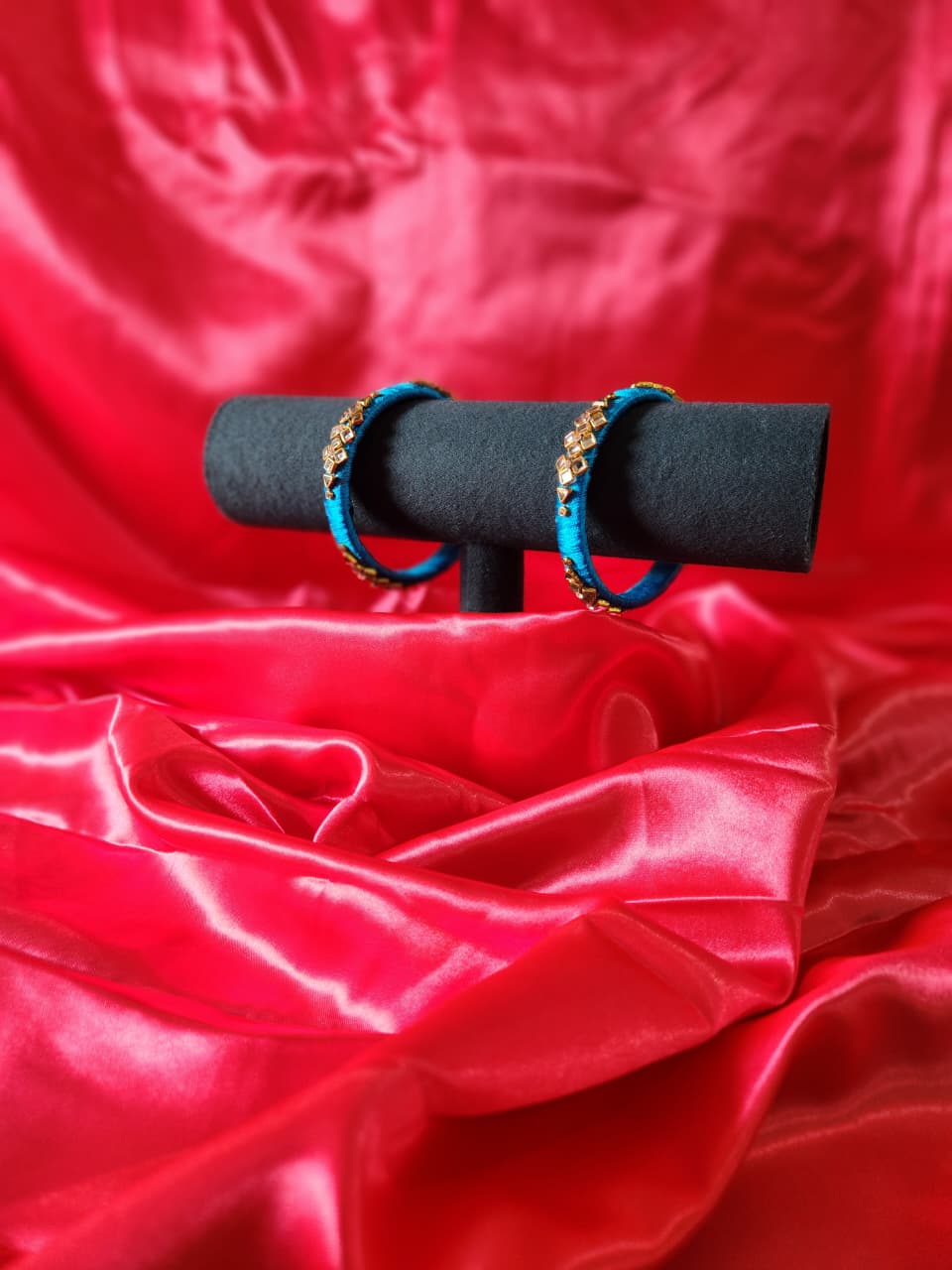 Sky blue thread bangles festive occasions.