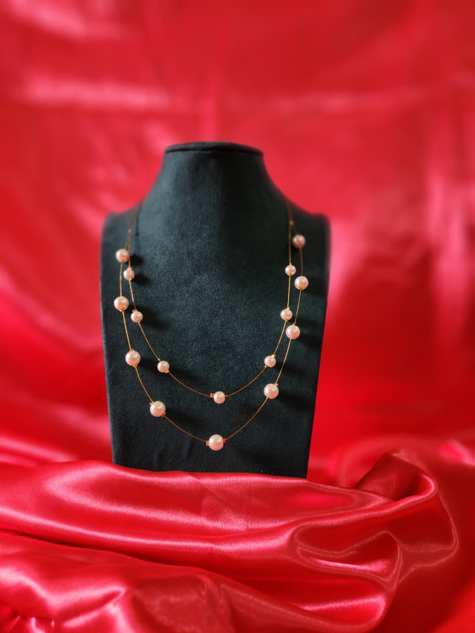 Party wear 2 line pearl necklace