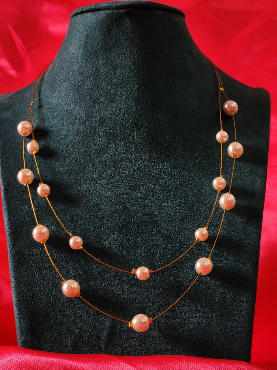 Party wear 2 line pearl necklace