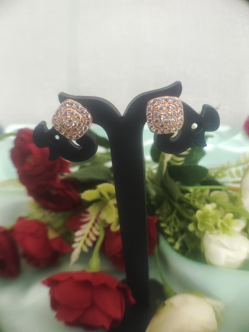 beautiful diamond embedded earings in square