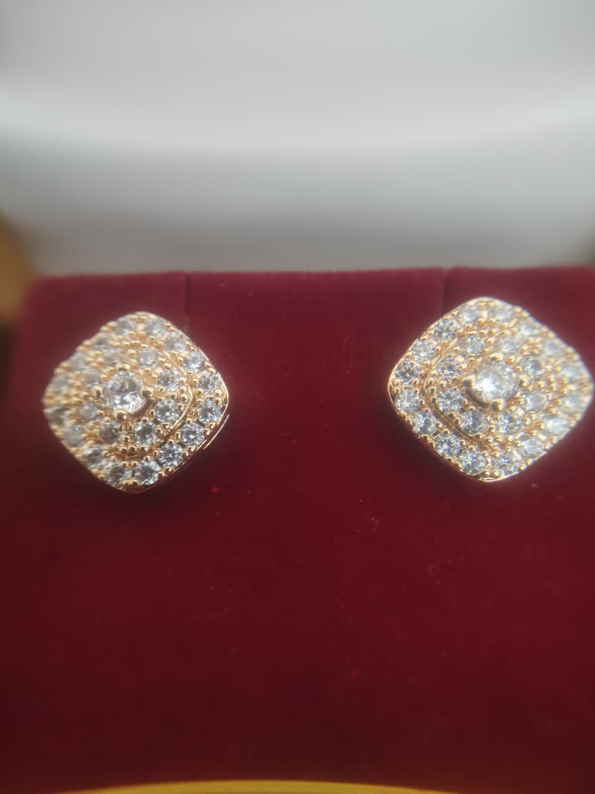 beautiful diamond embedded earings in square