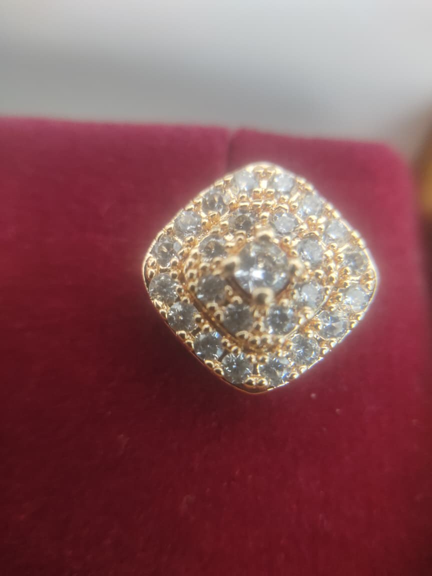 beautiful diamond embedded earings in square